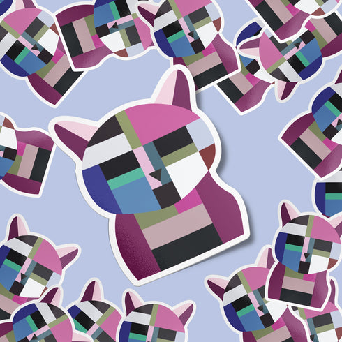 Abstract Cat Premium Vinyl Sticker, Water Bottle Sticker, Cat Lover Gift, Feline Laptop Decal